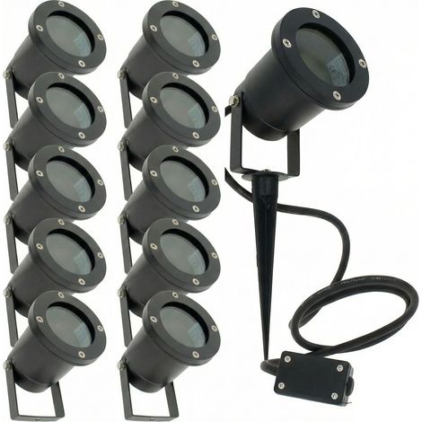Lot de 10 Spots Extérieurs à Piquet pour LED GU10 Éclairage de Jardin