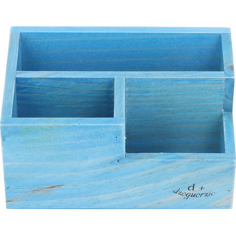 Porte-stylos en bois 3 cases multifonction, rangement de bureau pour crayons et fournitures (1/5)