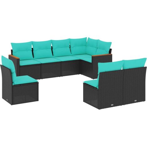 Maison Exclusive - Set Divani da Giardino 8 pz con Cuscini Nero in Polyrattan (1/5)