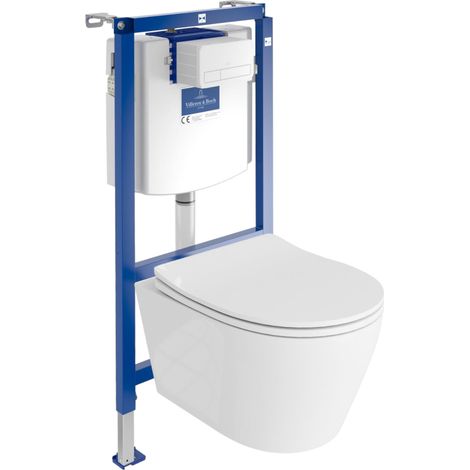 VILLEROY&BOCH WC Set mit Vorwandelement, Wand-WC und Spülknopf (1/5)