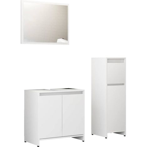 vidaXL Juego de muebles de baño 3 piezas madera ingeniería blanco (1/2)
