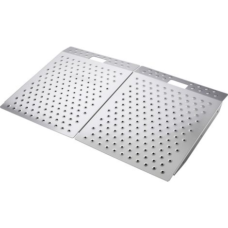 Mophorn 2x Schwellenrampe 750x617 mm, Tragkraft 340,2 kg, Rollstuhlrampe für Höhen bis 165 mm, Rutschfeste Aluminium-Auffahrschiene, Robuste Rampe für Rollstühle, Scooter, Bordsteine und Treppen (1/5)