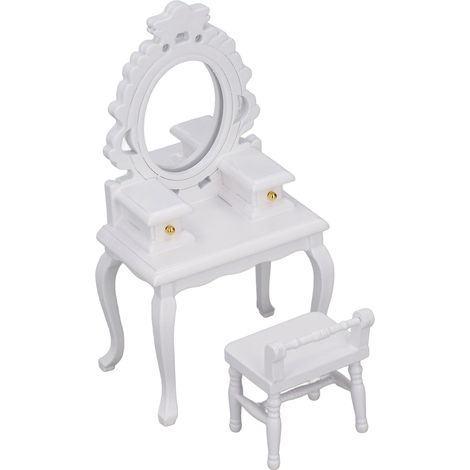 Tabouret de coiffeuse miniature pour maison de poupée à l'échelle 1:12, meuble de chambre miniature, accessoire de décoration à faire soi-même, blanc (1/5)