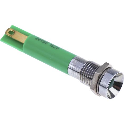 Voyant LED lumineux Vert RS PRO, dia. 8mm, 24V c.c., IP40 ( Prix pour 1 )