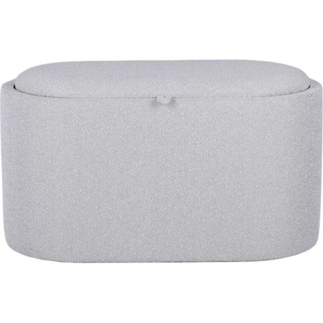 Banc coffre en tissu convertible en table basse L77cm - Beige chiné - Zoe
