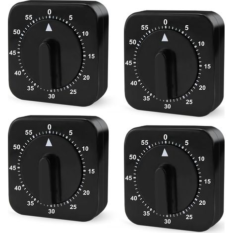Lntyq Mechanischer Küchentimer – Analoger Timer: 4-teilig – 60 Minuten – mechanischer Küchentimer – Timer-Funktion für Zuhause, Kochen, Sport, Lernen (schwarz) (1/5)
