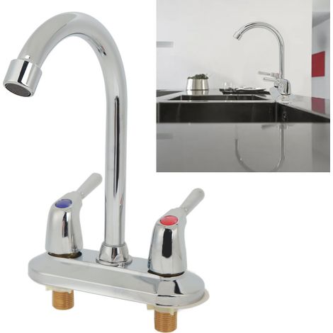 Robinet de lavabo de luxe à double commande, robinet de lavabo en céramique à double poignée et double trou, cache-plaque, robinet à double poignée pour eau chaude et froide (1/5)