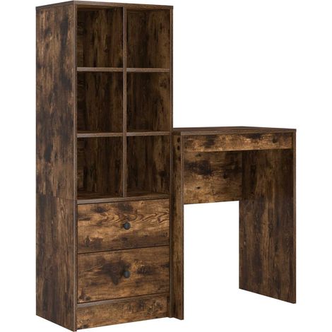 Maison Exclusive - Bureau avec tiroir avec étagère avec stockage 2 pcs Chêne fumé