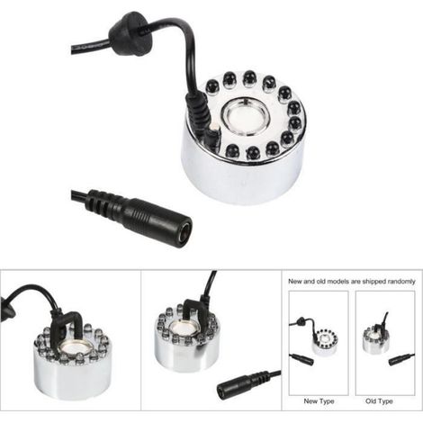 Brumisateur LED - Fontaine d'eau atomiseur à ultrasons - 12 LED lumineuses - Blanc (1/2)