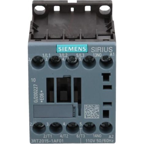 Contactor de potencia 7A 3P 110V CA 1Z 0R S00 3RT2015-1AF01