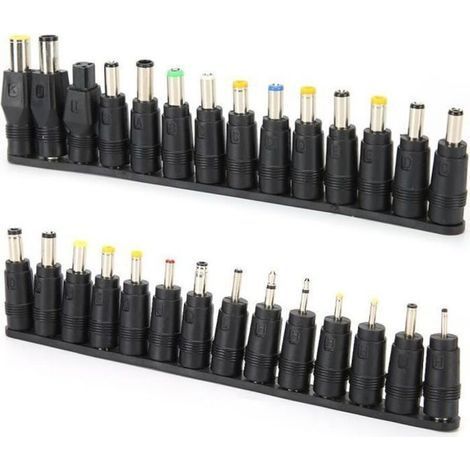 28pcs embouts d\'adaptateur d\'alimentation cc 5.5x2.1mm tête de conversion de charge universelle femelle pour ordinateur portable-CWU (1/4)