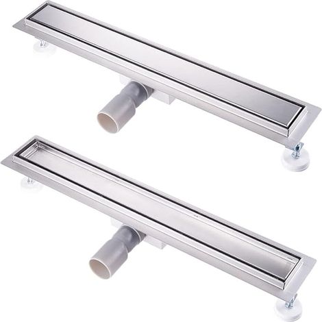Gaine de douche 80 cm carrelable en acier inoxydable Set complet de drain de douche siphon extra plat avec anti-odeur et filtre à cheveux, drain de douche (1/5)