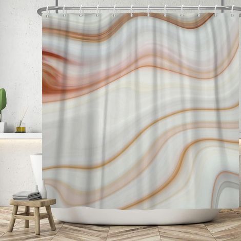 183x213cm Rideau de Douche en marbre Marron Simple Ombre marbre Marron Rideau de Salle de Bain texturé Art Abstrait Rideaux de Douche Rideau de Baignoire étanche (1/4)