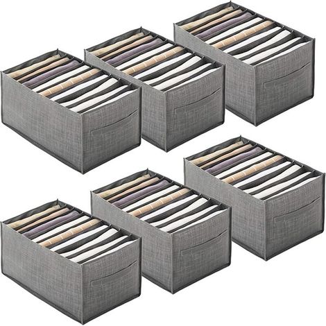 Organiseur of drawers for chemises Set of 6 boxes foldable in fabric not woven, 44 x 25 x 20 cm, 9 compartment + handle (1/5)