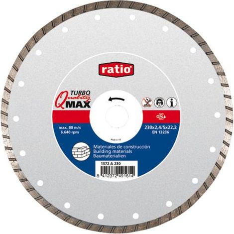 Disco diamante Quality max turbo Ratio - 115 x 2,2 x 22,2 mm.