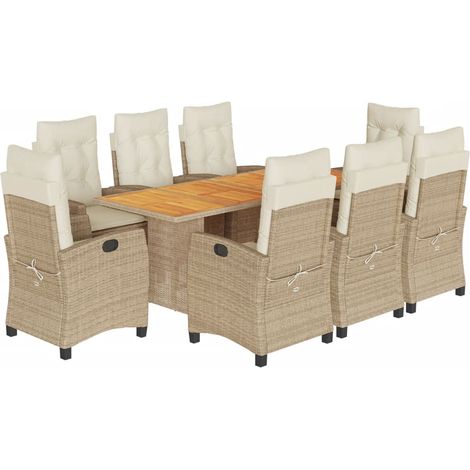 Maison Exclusive - Set da Pranzo da Giardino 9 pz con Cuscini Beige in Polyrattan (1/5)
