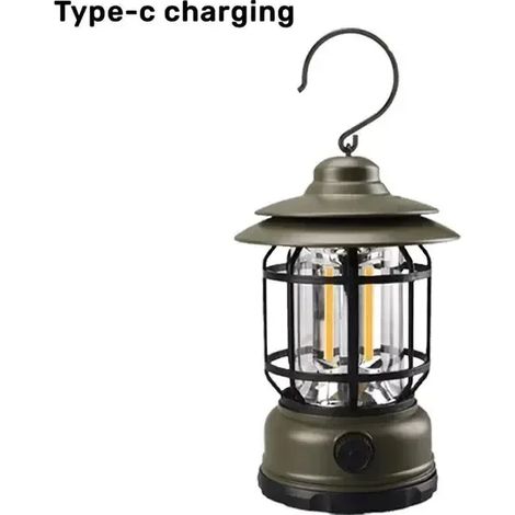 Lampe d'extérieur étanche (verte) pour jardin, allée, pelouse - Lanterne de camping - Éclairage de tente (1/3)