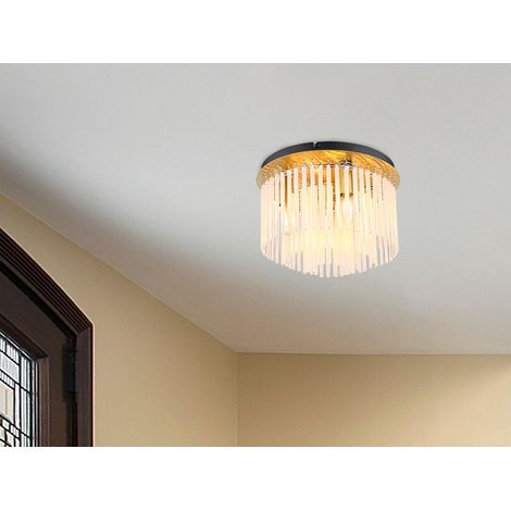 Retro LED Deckenleuchte mit transparenten Echtglas Stäben, Ø 32cm (1/5)