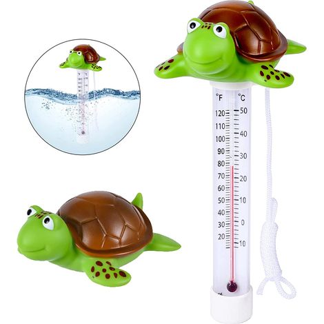 Schwimmbad-Thermometer mit Schwimmring, schwimmendes Thermometer, schwimmende Pool-Thermometer, Wasserthermometer in Cartoon-Tierform mit Seil für Innen- und Außenschwimmbäder