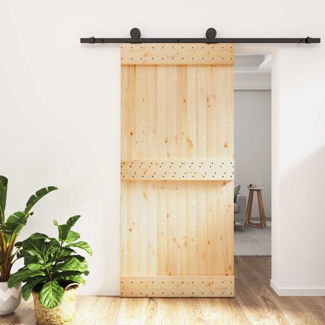 Porte coulissante Naturel et noir 95 x 210 cm vidaXL