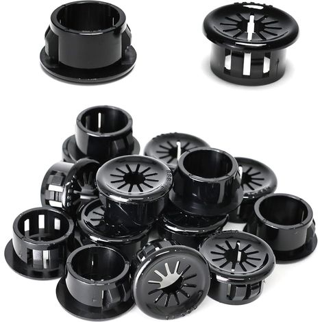 50 clips para cables, 16 mm de diámetro, clips redondos de nailon para cables de oficina, color negro. (1/5)