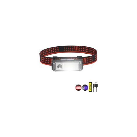 Linterna frontal LED recargable, linterna frontal con 4 modos de iluminación, luz roja y azul, resistente al agua, ajustable, rotación de 60°, para pesca, reparación de automóviles [Clase energética A