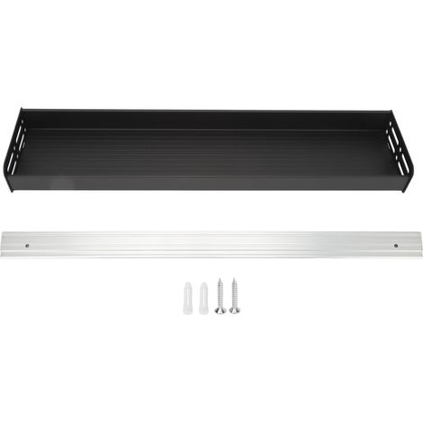 Étagère à épices murale amovible, noire, 60 cm, organisateur d'assaisonnements suspendu pour cuisine et salle de bain (1/5)