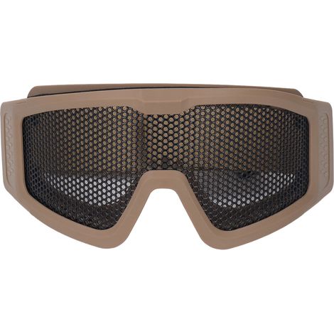 Lunettes de sécurité respirantes, résistantes aux chocs, à motif de maille métallique, coupe-vent et anti-sable, pour militaires, CS et amateurs de jeux d'extérieur, couleur kaki. (1/5)