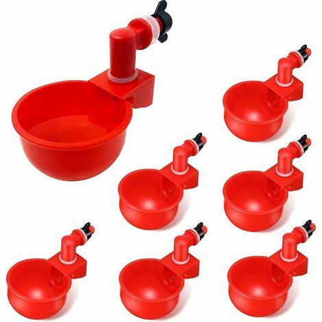 6pcs automatiques Supplies Abreuvoir Poules Tasses à Bol Bol en Plastique, Volailles Distributeurs D'eau Automatique de L'eau Potable Tasses pour Poussins Cailles Canards Bird (1/4)