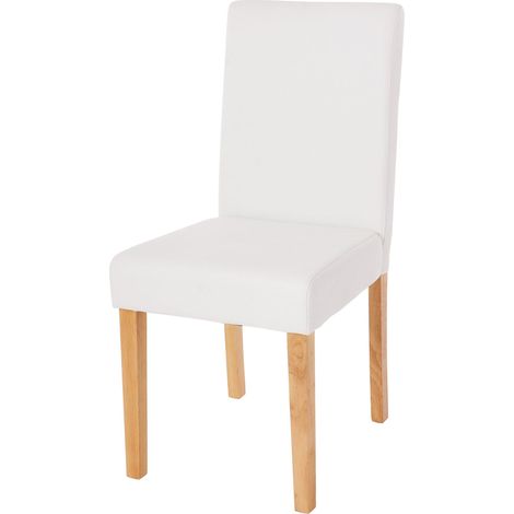 Esszimmerstuhl Littau, Küchenstuhl Stuhl, Kunstleder weiß matt, helle Beine
