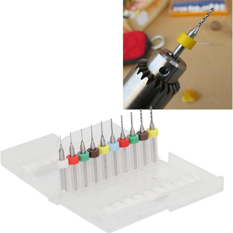 Forets hélicoïdaux en carbure de tungstène pour circuits imprimés, queue de 1/8", jeu de 10 pièces, 0,3-1,2 mm. (1/5)