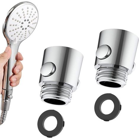 Vanne D'arrêt de Pommeau de Douche, Valve de Pommeau de Douche, Stop Douche Vanne, Economiseur D'eau pour Douche, Robinet D'arrêt de Douche pour Pomme de Douche à Main et Douchette Fixe, 2 Pièces (1/5)
