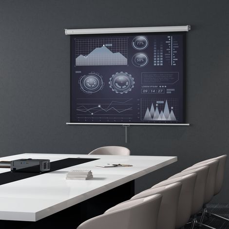 84-Zoll-4K-HD-Projektionsleinwand, 4:3-Bildformat, manuell höhenverstellbar, 160°-Weitwinkel, Projektionstuch für Heimkino, Büro, Weiß