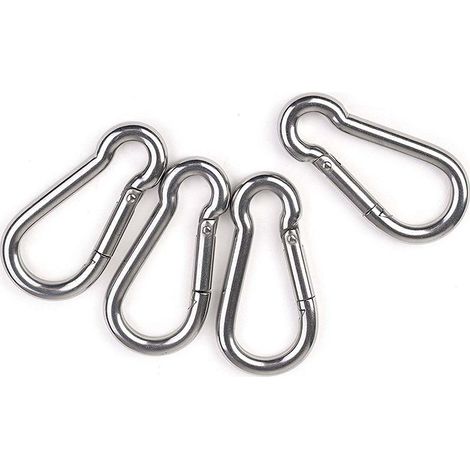 Mousqueton À Fermeture Rapide - Acier Inoxydable - 8 x 80 mm - Pour Cordes Sangles Câbles - 4 Pièces (1/5)