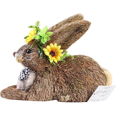 Künstlicher Strohhase als Ornament, Tierfigur, handgefertigt, für Zuhause, Schlafzimmer, Büro, Laden, Dekoration, Kunsthandwerk (1/5)