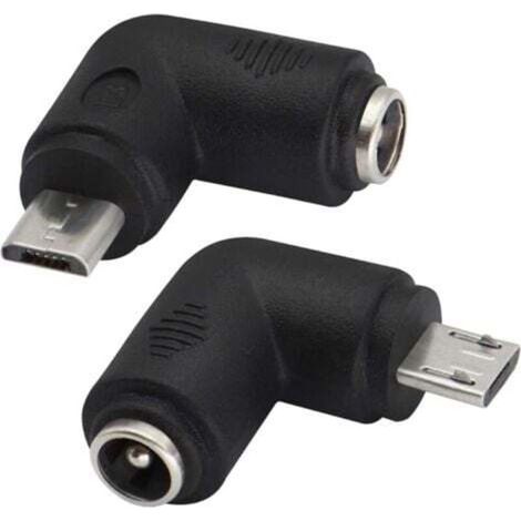 (2er-Pack – Micro) 90°-Winkelstecker (5,5 x 2,1 mm DC) auf Micro-USB (5 V DC) zum Laden von Mobiltelefonen, Tablets, MP3-Playern und anderen Micro-USB-Geräten
