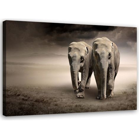 Tableau déco Éléphants d'Afrique 60x40 (1/5)