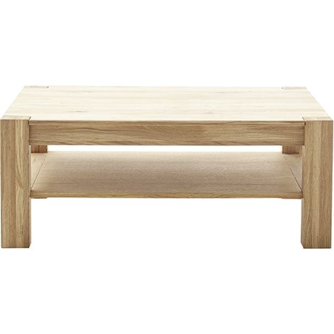 Table basse avec étagère coloris chêne massif huilé - Longueur 115 × Largeur 65 × Hauteur 46 cm (1/5)