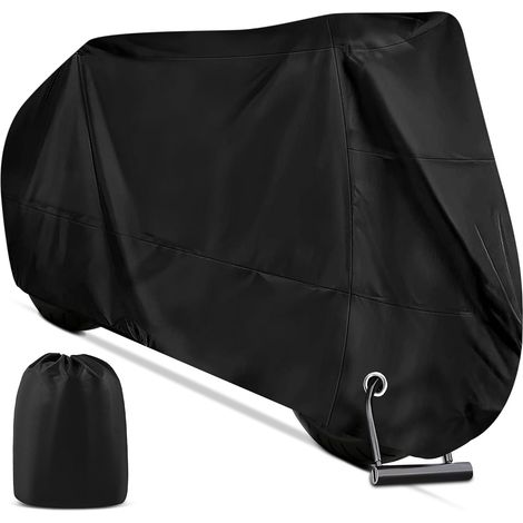 Waterproof Motorcycle Cover Outdoor Waterproof Interior 210D Rain Protection UV Dust Protection Winter Summer Suitable for Different Models of Motorcycles Black 245 x 105 x 125 cm (1/5)