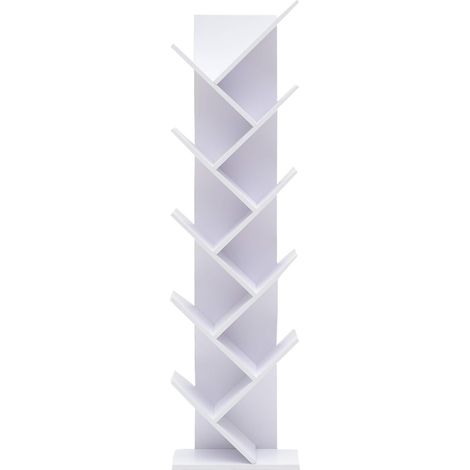 Libreria Scaffale 10 Ripiani Legno Bianco Stile Moderno Urban 160x44,5x22 (1/5)
