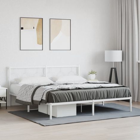Estructura cama sin colchón con cabecero metal blanco 183x213cm vidaXL (1/5)