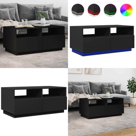 Couchtisch mit LED-Leuchten Schwarz 90x49x40 cm - Couchtisch - Wohnzimmerstil - Holzwerkstoff Möbel - LED Beleuchtung - TV Stand - Home & Living (1/5)
