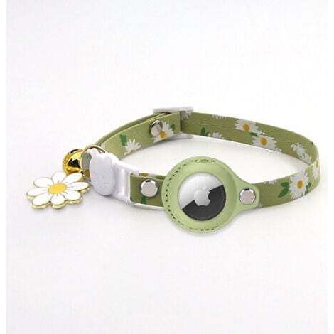 Vert Collier Chat ,imprimé réglable Collier pour Chat avec Cloche, Coque de Protection en Silicone Compatible avec Apple Airtag, Boucle de Sécurité Breakaway pour Chatons (1/5)