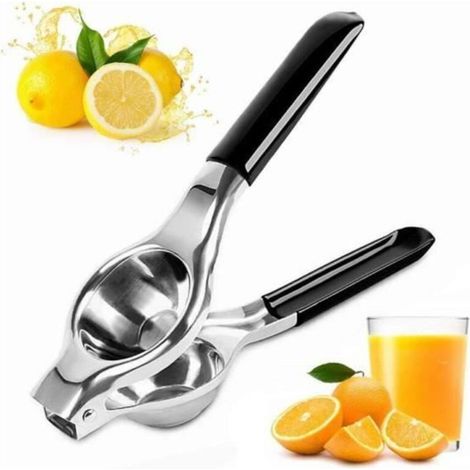 Presse-citron manuel en acier inoxydable, presse-agrumes à lime avec citron vert et presse-agrumes, avec presse-agrumes, (noir) (1/4)