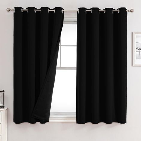 Lot de 2 Panneaux Rideaux Chambre à Coucher 100% Occultants, Isolation Thermique Épaisse Anti-Lumière, Design à Oeillets pour Salon, 132x160cm (1/4)