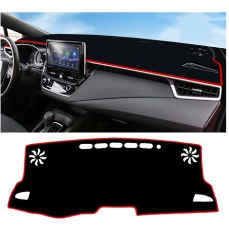 Tapis de tableau de bord intérieur rouge, protection solaire pour Toyota Corolla 2019 2020 Black (1/2)