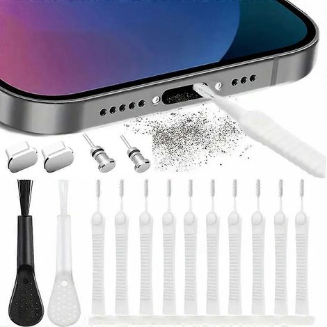 Kit de nettoyage pour port de charge de téléphone portable avec bouchon anti-poussière pour port USB-C et protection pour prise casque (1/5)