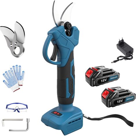 Elektrische Gartenschere, verbesserter 25-mm-Schnittdurchmesser, leistungsstarker bürstenloser Motor, kabellos, mit 2 wiederaufladbaren Akkus zum Beschneiden von Gartenästen. (1/5)