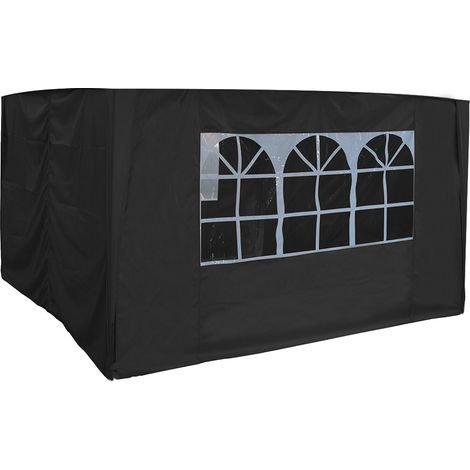 Outdoor Garden Pop Up Gazebo Side Panels Walls Patio Marquee Canopy Tent 3x3m Black (1/2)