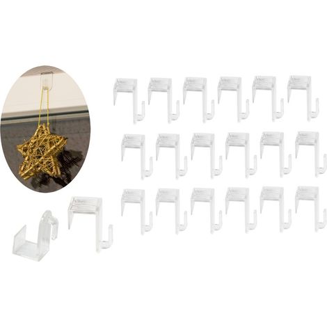 24-teiliges Tür- und Fensterhaken-Set - aus transparentem Kunststoff - verdeckt und effizient - geeignet für Fensternischen bis zu 1,7 cm Tiefe. (1/4)